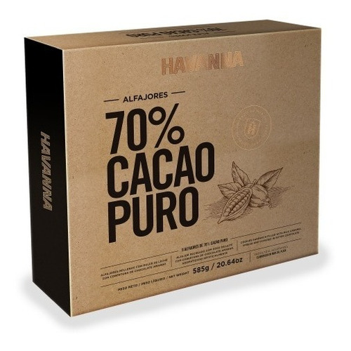 Alfajores 70% Cacao Puro Havanna 9un