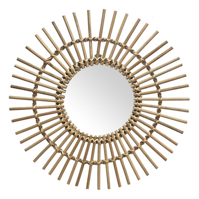 Espejo Circular Rattan Diseño 50cm Natural Rt02