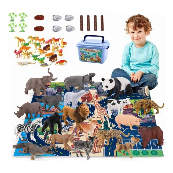 Juguetes Educativos: Set De 60 Piezas Con Animales Y Mapas