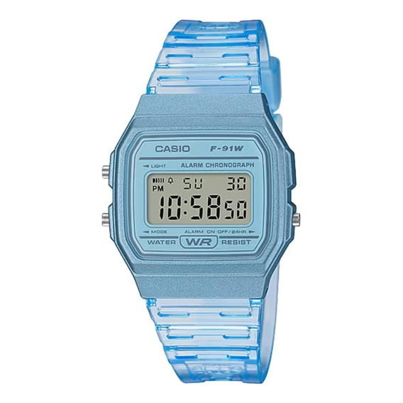 Reloj Casio F-91ws-2 Azul Resistente Al Agua Digital