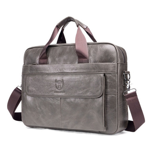 Bolso de hombro Bullcaptain de piel gris para hombre