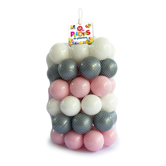 Bf Toys 50 Pelotas Para Alberca Malla Rosa, Plata Y Blanca