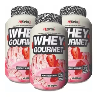 Kit 3 Whey Protein Gourmet Milk Shake De Morango 907g Origin