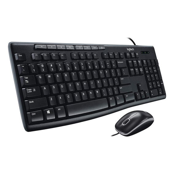 Kit de teclado y mouse Logitech MK200 Español de color negro