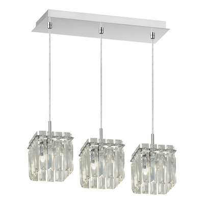 Colgante 3 Luces Capella Cristal Apto Led G9 Moderno Pal Cristal