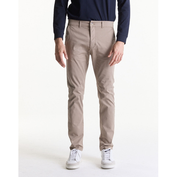 Pantalón Chino Gabardina Marrón Equus Huez Slim Hombre