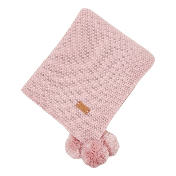 Mantita Pompones Mini Anima Abrigo Invierno Bebe Rosa Viejo