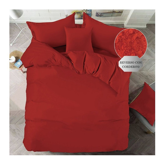 Acolchado Mantra Winter 1 plaza diseño liso color rojo de 160cm x 220cm