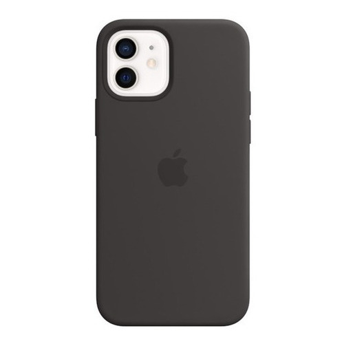 Funda con carga inalámbrica Apple Silicona MagSafe negro con diseño negro para Apple iPhone iPhone 12 / iPhone 12 Pro