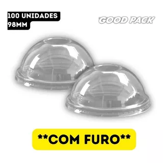 100un Tampa Bolha Dome Com Furo 98mm Goodpack Transparente