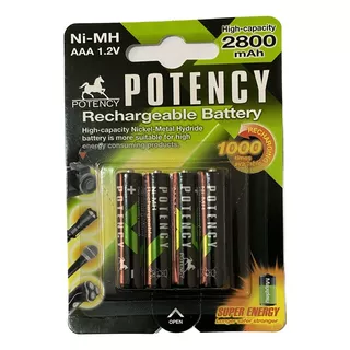 4cartela Pilha Palito Recarregável 2800mah Aaa C/ 4 Unidades