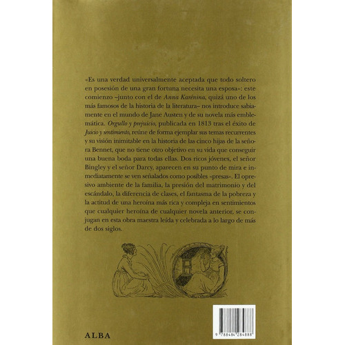 Orgullo Y Prejuicio: Sin Datos, De Jane Austen. Serie Sin Datos, Vol. 0. Editorial Alba, Tapa Dura, Edición Sin Datos En Español, 2009