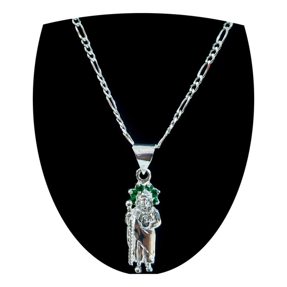 Dije San Judas Swarovski Con Cadena 100% Plata 925 Hombre