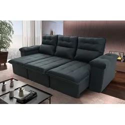Sofá Retrátil/reclinável King House Verona 2,30m Cinza Lunar C/ Molas Cor Cinza-escuro no Mercado Livre com oferta e cupom de desconto