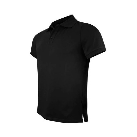 Polera Pique Negra Unisex Manga Corta