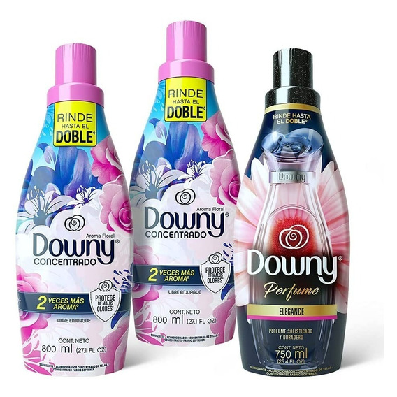 Downy Floral ámbar y heliotropos 2350ml envase en botella pack de 3 unidades 