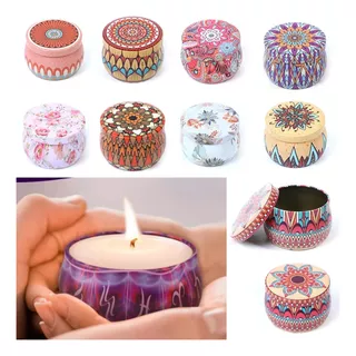 Vela Aromatica Lata Mandala Decorada Desenhos Aromas