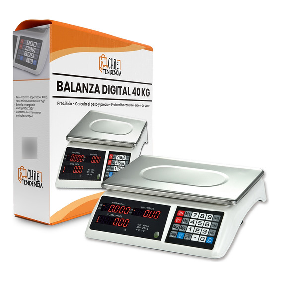 Balanza Digital Pesa Romana Recargable Negocios 40 Kilos