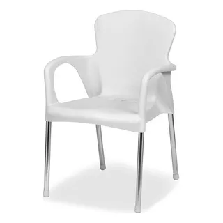 Cadeira Empilhável De Luxo Plástico E Aço Poltrona Branco Cor Da Estrutura Da Cadeira Prata