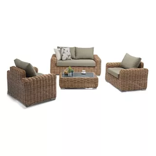 Juego De Jardin Sillones + Mesa Living Exterior Ratan Lcm