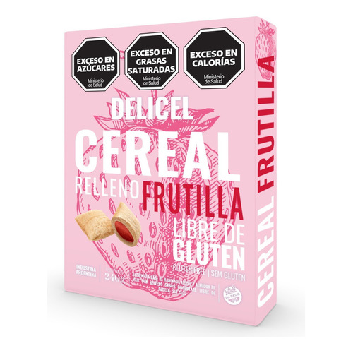 Cereal Relleno Delicel Sabor Frutilla Sin Tacc X 240 Grs