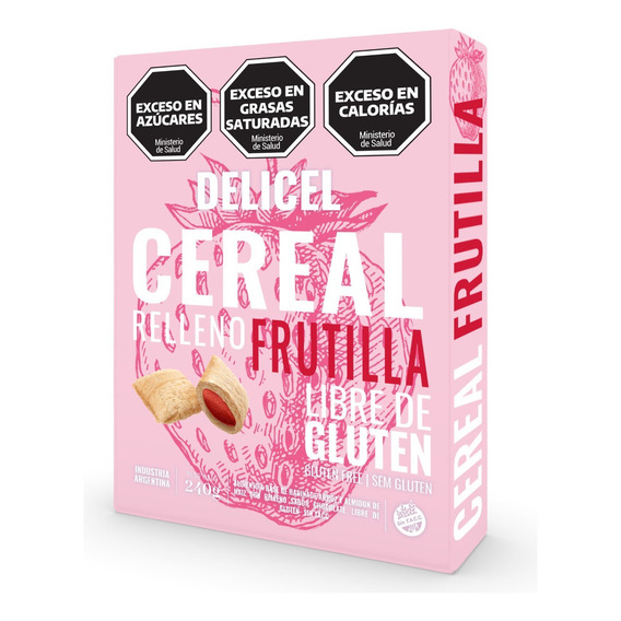 Cereal Relleno Delicel Sabor Frutilla Sin Tacc X 240 Grs