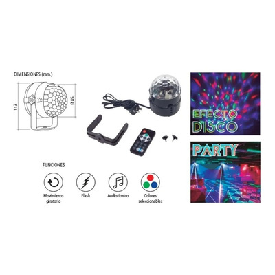 Mini Bola Disco Led Rgb C/movimiento Control Remoto Tbcin
