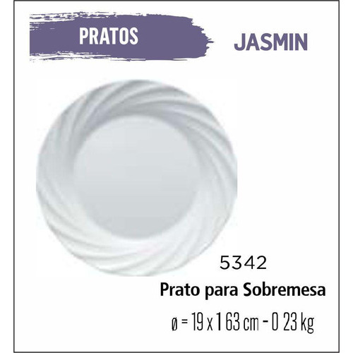 Plato de postre Jasmin, para aperitivos, 19 cm, color blanco