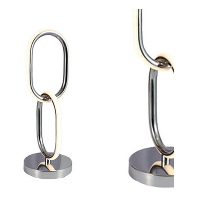 Lampara De Mesa Velador Chain Led 18w Cromo Deco Moderno Cie