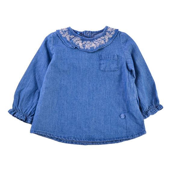 Blusa Jean M/l  Bebe Niña Azul