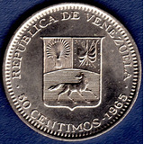 50 Céntimos De Bolívar 1965 Moneda De Níquel De Venezuela