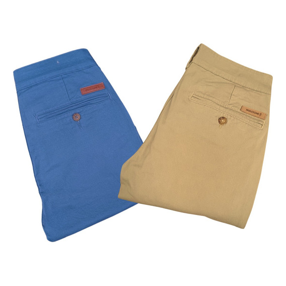 2 Pack Pantalones Estilo Chino De Gabardina Hombre Holstone