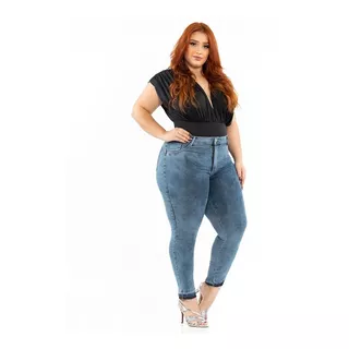 Calça Biotipo Jeans Feminina Plus Size Cintura Alta