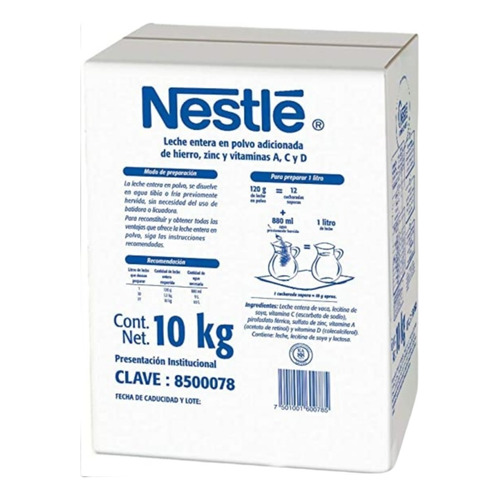 Leche En Polvo Entera Nestle 10 Kg.