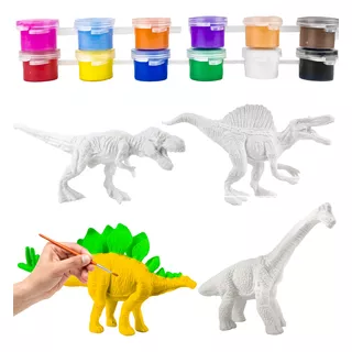 Dino Para Pintar Brinquedo Divertido 4 Dinossauros Colorir