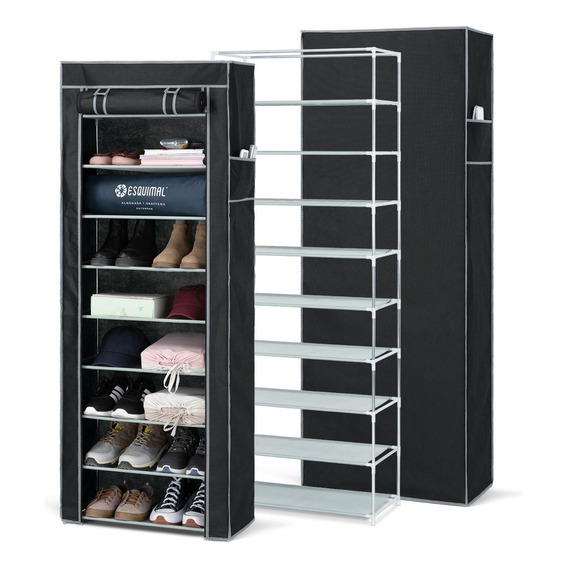 Zapatera Closet Organizador Zapatos 9 Niveles Hasta 27 Pares Color Negro