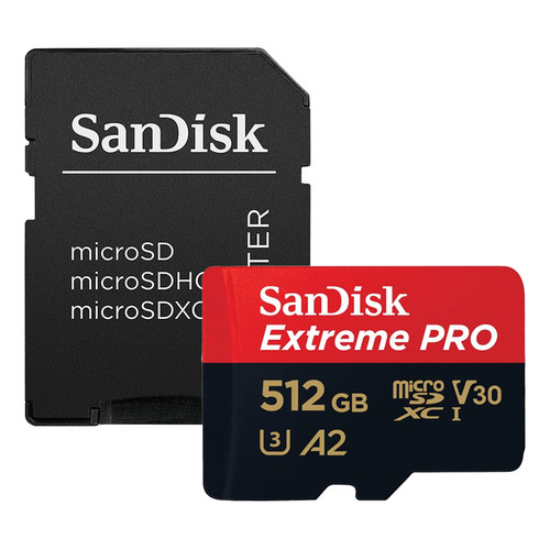 Tarjeta de memoria Sandisk de 512 GB y 200 MB y ADP Micro SD