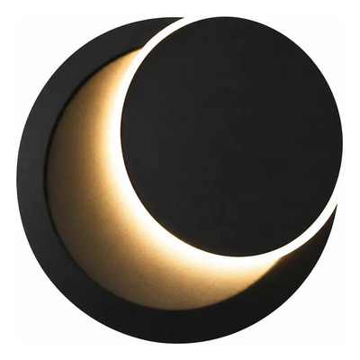 Aplique Luna De Pared Led 5w Diseño Moderno Negro Luz Desing Negro