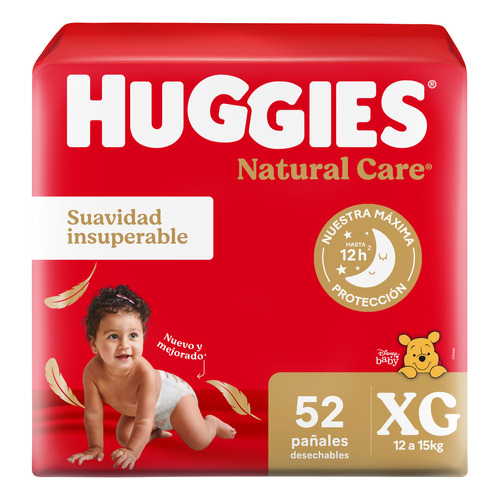 Huggies Natural Care pañales cuidado superior XG 52 unidades