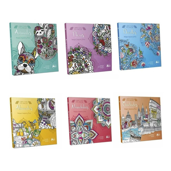 Libros Para Colorear *set De 6 Libros Con Diferentes Motivos
