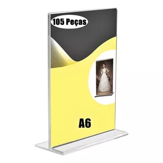 Display T 10x15 A6 Acrílico Balcão Mesa Cardapio 105 Pecas