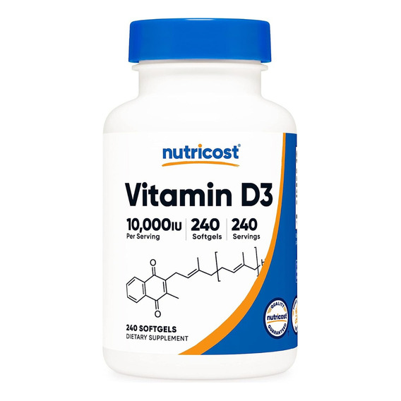 Vitamina D3 10000 Ui Mega Potencia 240 Capsulas Para 8 Meses Sabor Sin Sabor