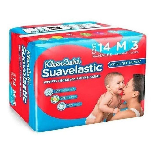 Pañales Kleenbebe Suavelastic Mediano 14 Piezas Etapa 3 Género Sin Género Talla Mediano (m)