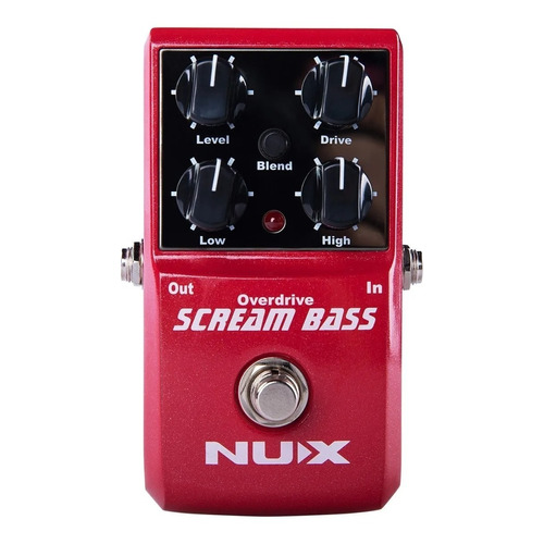 Pedal Distorsión Overdrive Para Bajo Nux Scream Bass Color Rojo