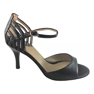 Zapato De Baile Tango Salsa Fiesta Baile Cuero Negro 7,5 Cm