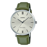 Reloj Hombre Casio Mtp-vt01l-3budf Core Mens Plateado Con Correa Verde