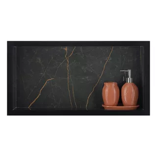 Nicho Em Porcelanato P/ Banheiro Preto 60x30x10 Cm - Preto