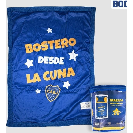 Frazada Cuna Doble Faz Boca Juniors C/corderito 70x100cm