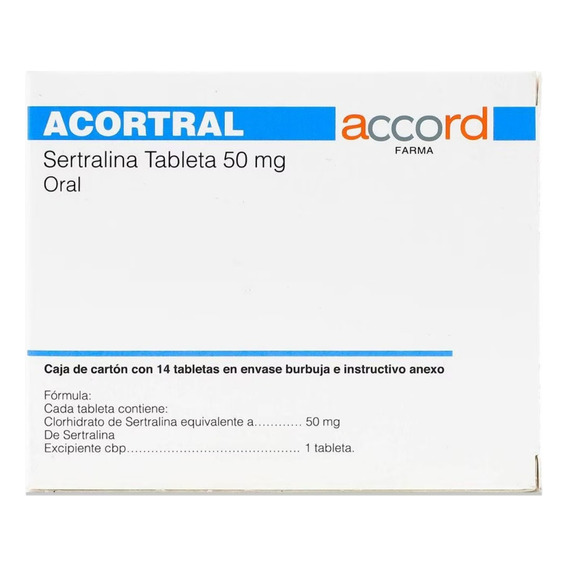 Sertralina 50 Mg Acortral Caja Con 14 Tabletas Accord Farma