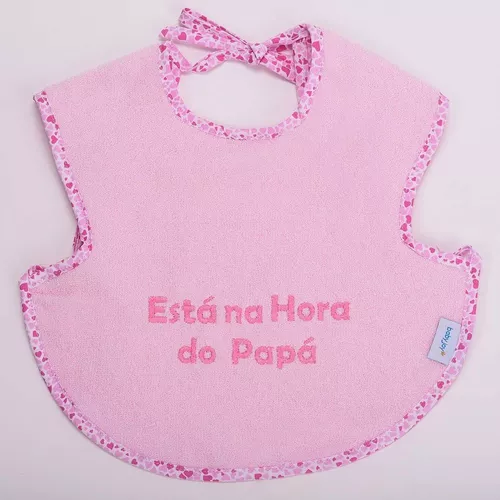Babero para bebés Baby Joy Babador Bebê Colete BLW Rosa color prism crush  pink diseño corazón talle UN